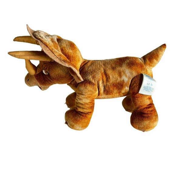 Build A Bear Triceratops Dinosaur 13” Tall Plush Brown Tan Stuffed Animal Toy - Picture 6 of 9